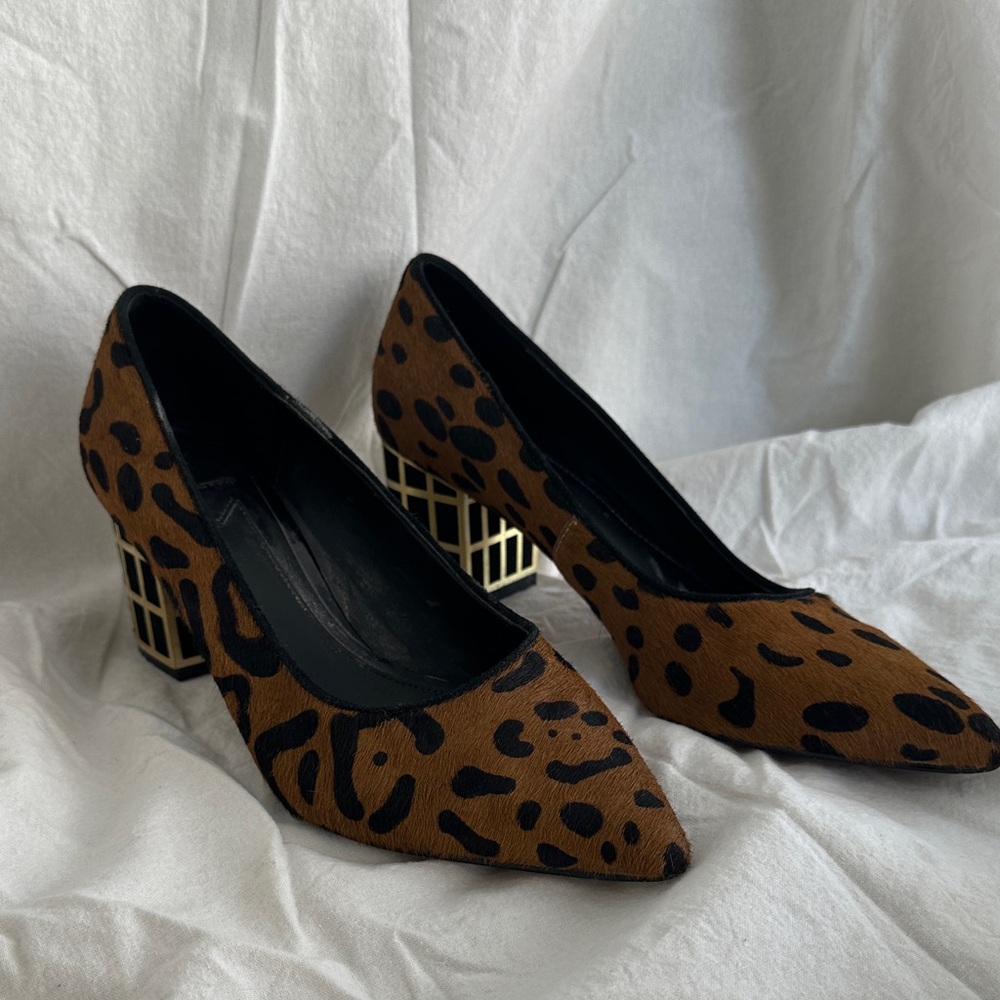 Brian Atwood Brown and Black Leopard Heels
